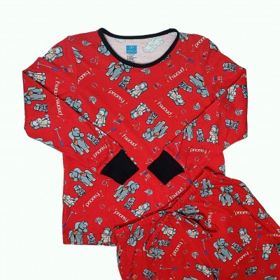 Pijama Glow Caballitos Polo rojo niña manga larga
